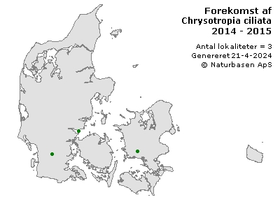 Chrysotropia ciliata - udbredelseskort