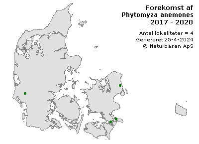 Phytomyza anemones - udbredelseskort
