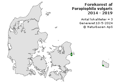 Parapiophila vulgaris - udbredelseskort