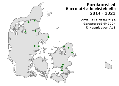 Bucculatrix bechsteinella - udbredelseskort