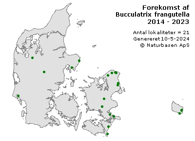 Bucculatrix frangutella - udbredelseskort