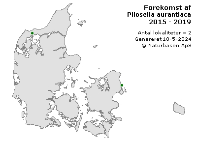 Pilosella aurantiaca - udbredelseskort