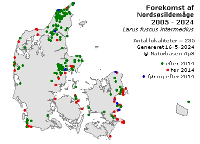 Nordsøsildemåge - udbredelseskort