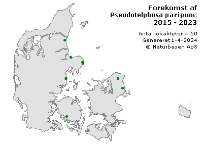 Pseudotelphusa paripunctella - udbredelseskort