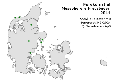 Mesaphorura krausbaueri - udbredelseskort