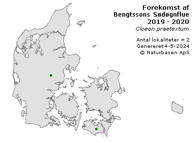 Bengtssons Sødøgnflue - udbredelseskort