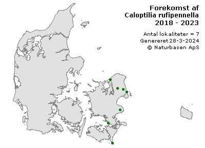Caloptilia rufipennella - udbredelseskort