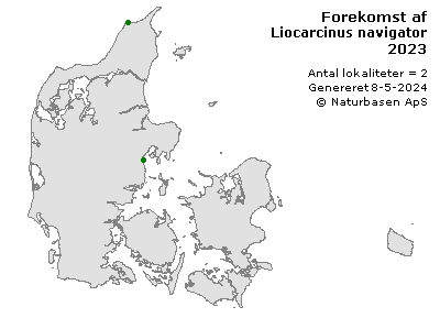 Liocarcinus navigator - udbredelseskort