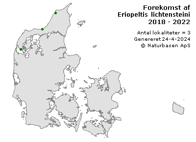 Eriopeltis lichtensteini - udbredelseskort