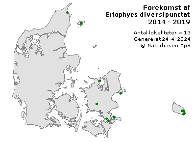 Eriophyes diversipunctatus - udbredelseskort