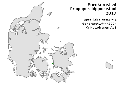 Eriophyes hippocastani - udbredelseskort