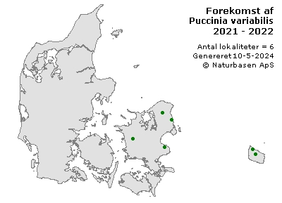 Puccinia variabilis - udbredelseskort