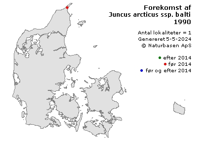 Juncus arcticus ssp. balticus x filiformis - udbredelseskort