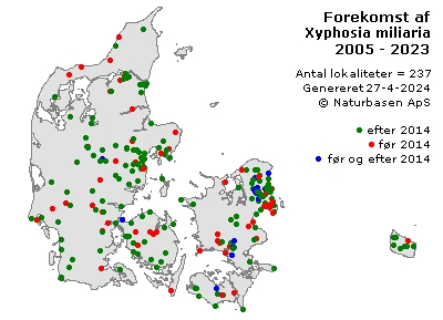 Xyphosia miliaria - udbredelseskort