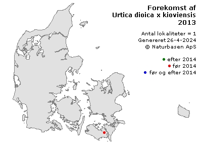 Urtica dioica x kioviensis - udbredelseskort