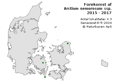 Arctium nemorosum ssp. nemorosum - udbredelseskort