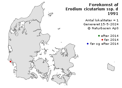 Erodium cicutarium ssp. dunense - udbredelseskort