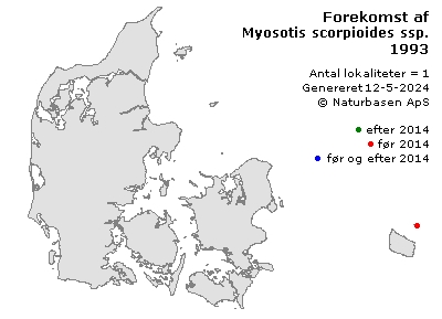 Myosotis scorpioides ssp. scorpioides - udbredelseskort