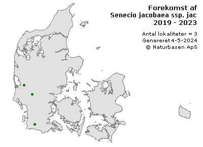 Senecio jacobaea ssp. jacobaea - udbredelseskort