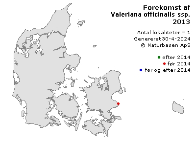 Valeriana officinalis ssp. officinalis - udbredelseskort