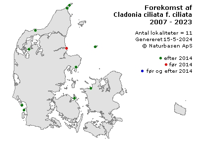 Cladonia ciliata f. ciliata - udbredelseskort