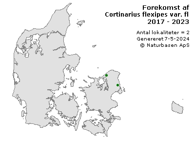 Cortinarius flexipes var. flabellus - udbredelseskort