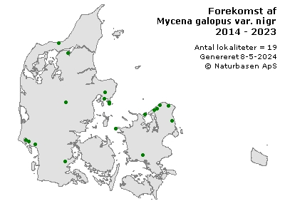 Mycena galopus var. nigra - udbredelseskort