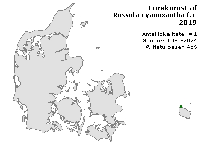 Russula cyanoxantha f. cutefracta - udbredelseskort