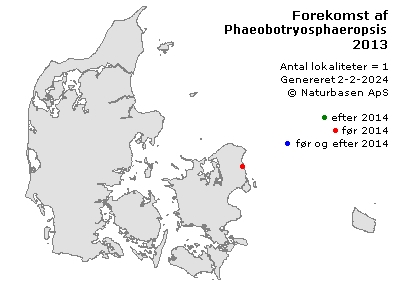 Phaeobotryosphaeropsis visci - udbredelseskort