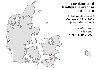 Psathyrella arenosa - udbredelseskort