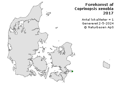 Coprinopsis xenobia - udbredelseskort