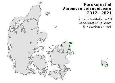 Agromyza spiraeoidearum - udbredelseskort