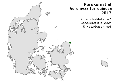 Agromyza ferruginosa - udbredelseskort