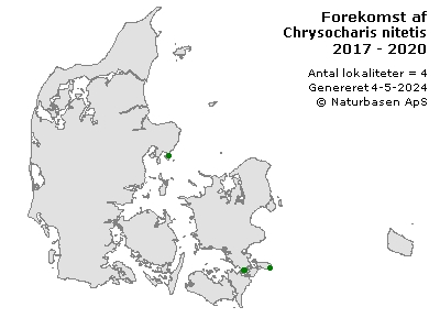Chrysocharis nitetis - udbredelseskort