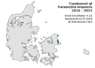 Paranectria oropensis - udbredelseskort