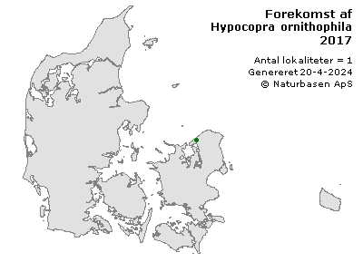 Hypocopra ornithophila - udbredelseskort
