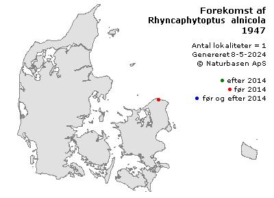 Rhyncaphytoptus alnicola - udbredelseskort
