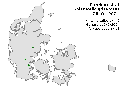 Galerucella grisescens - udbredelseskort