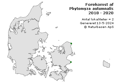 Phytomyza autumnalis - udbredelseskort