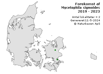 Mycetophila sigmoides - udbredelseskort