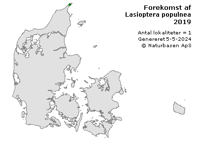 Lasioptera populnea - udbredelseskort