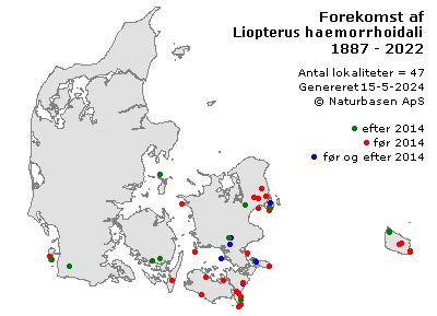 Liopterus haemorrhoidalis - udbredelseskort