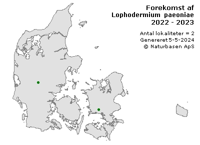 Lophodermium paeoniae - udbredelseskort