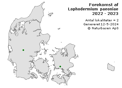 Lophodermium paeoniae - udbredelseskort