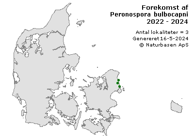Peronospora bulbocapni - udbredelseskort