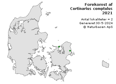 Cortinarius comptulus - udbredelseskort