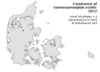 Gymnosporangium asiaticum - udbredelseskort