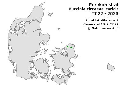 Puccinia circaeae-caricis - udbredelseskort