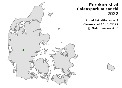 Coleosporium sonchi - udbredelseskort