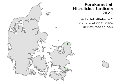 Microlichus turdicola - udbredelseskort